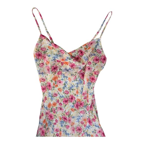 Jessica Simpson Floral Hanky Hem Dress XL Asymmetric Spaghetti Strap Slip Lined - Picture 3 of 11